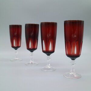 Cristal D’Arques Durand Gothic Cocktail Champagne Glasses | Ruby Red (Set of 5)